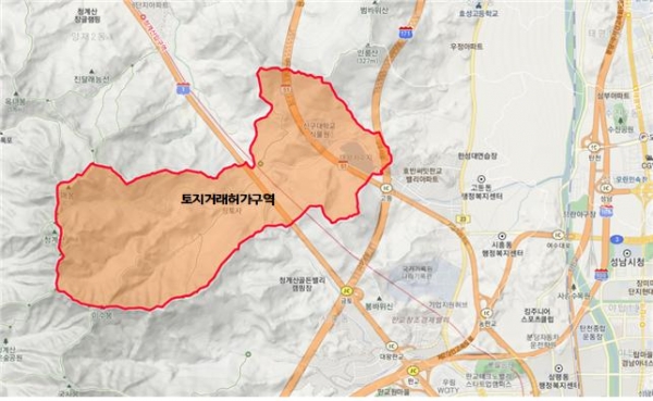 토지거래허가구역으로 재지정된 성남시 상적동 일대. [경기도 제공]