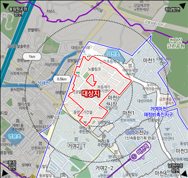 마천5구역 주택재개발사업 위치도. [서울시 제공]